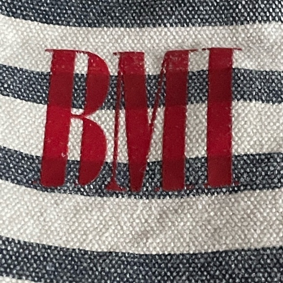 DENIM BMI blue & white stripe double handle tote. - Picture 3 of 10